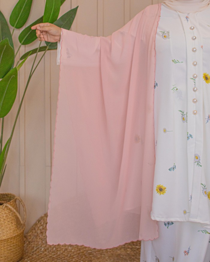 Nona Embroidery Shawl (Rose Pink)